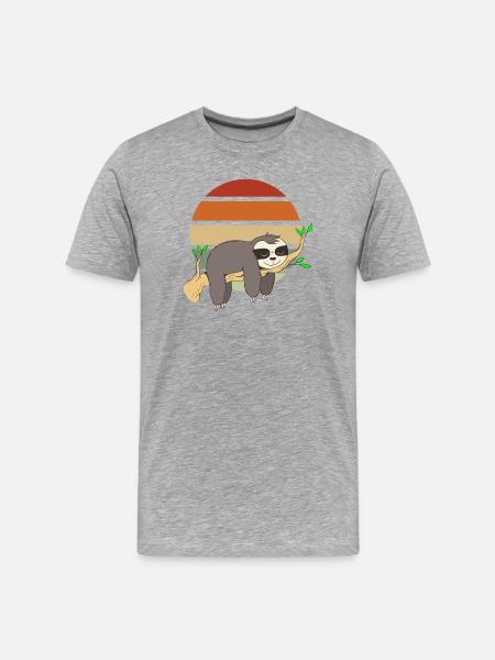Chill Sloth Sunset Design - Men's Premium Organic T-Shirt - heather grey