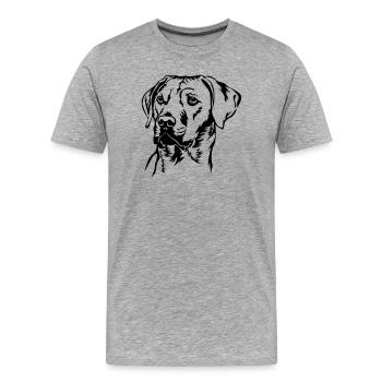Rhodesian Ridgeback tête - T-shirt bio Premium Homme - gris chiné - Devant - Damien (186cm)