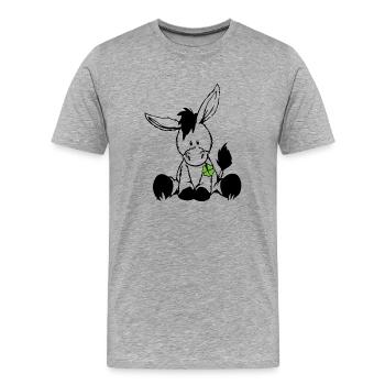 Donkey with green clover - Men's Premium Organic T-Shirt - heather grey - Front - Damien (186cm)