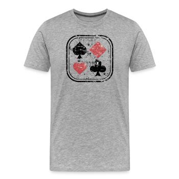 Pik Karo Heart Cross used look for poker players - Men's Premium Organic T-Shirt - heather grey - Front - Damien (186cm)