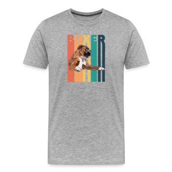 Boxer Chien Rétro - T-shirt bio Premium Homme - gris chiné - Devant - Damien (186cm)