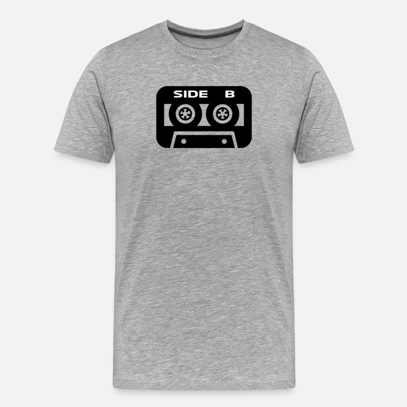 Audio Casette Side B - Männer Premium Bio T-Shirt - Grau meliert