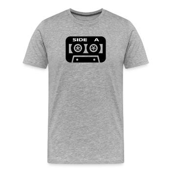 Audio Casette Side A - Männer Premium Bio T-Shirt - Grau meliert - Vorne - Damien (186cm)