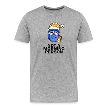 Le lève-tôt Hibou Dormir - T-shirt bio Premium Homme - gris chiné - Devant - Damien (186cm)