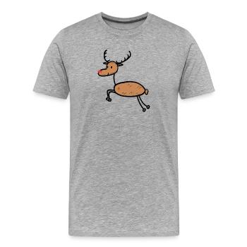 Fun Rennier Noël - T-shirt bio Premium Homme - gris chiné - Devant - Damien (186cm)