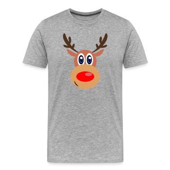 Rudolph Noël de Noël visage - T-shirt bio Premium Homme - gris chiné - Devant - Damien (186cm)