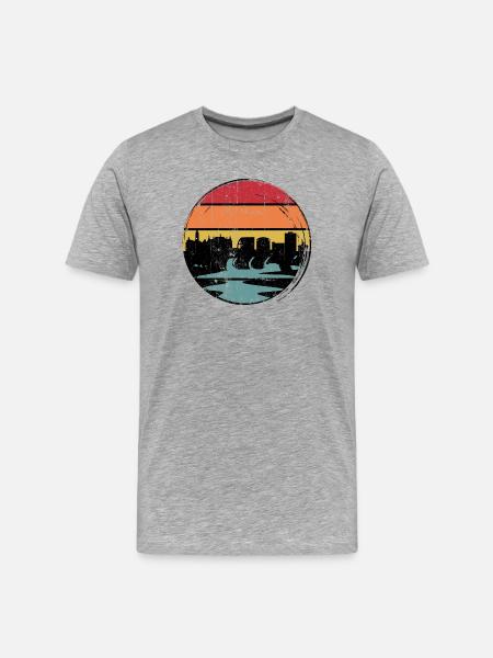 Sunset Skyline Silhouette - Men's Premium Organic T-Shirt - heather grey