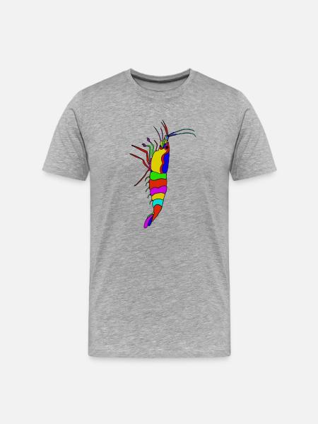 Bunter Garnelen-Panorama - Männer Premium Bio T-Shirt - Grau meliert