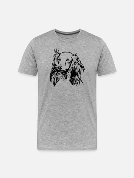 Dackel Kopf - Männer Premium Bio T-Shirt - Grau meliert