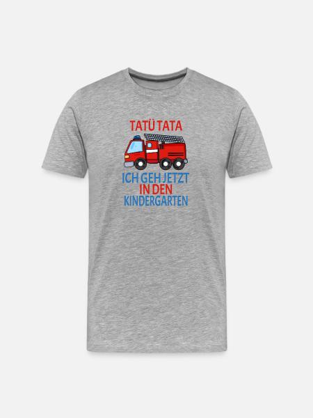 Kindergarten Feuerwehr Geschenk - Männer Premium Bio T-Shirt - Grau meliert