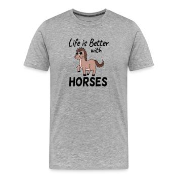 Proverbes de chevaux - T-shirt bio Premium Homme - gris chiné - Devant - Damien (186cm)