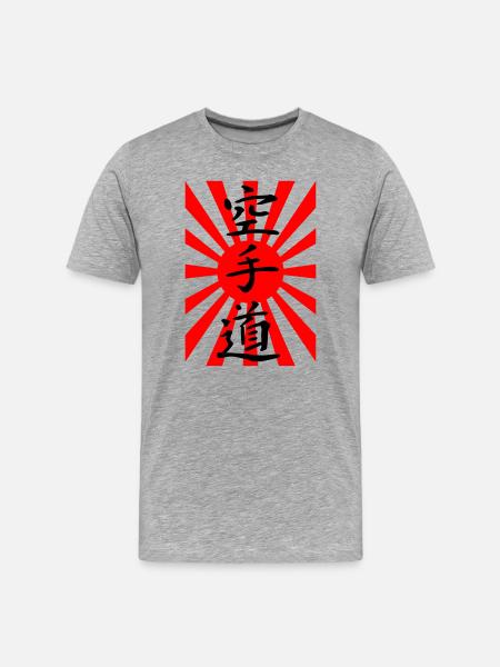 Drapeau japonais de Karaté - T-shirt bio Premium Homme - gris chiné