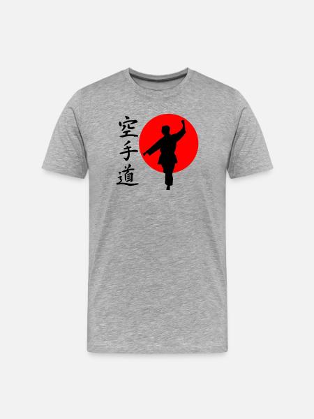 Karaté Gangaku avec lettrage - T-shirt bio Premium Homme - gris chiné