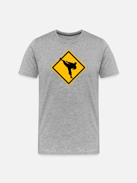 Karate Warning Sign Yokogeri - Men's Premium Organic T-Shirt - heather grey