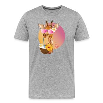 cool giraffe with sunglasses enjoys the summer - Men's Premium Organic T-Shirt - heather grey - Front - Damien (186cm)