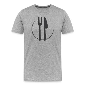 cutlery besteck symbol gastro bistro bar icon - Männer Premium Bio T-Shirt - Grau meliert - Vorne - Damien (186cm)