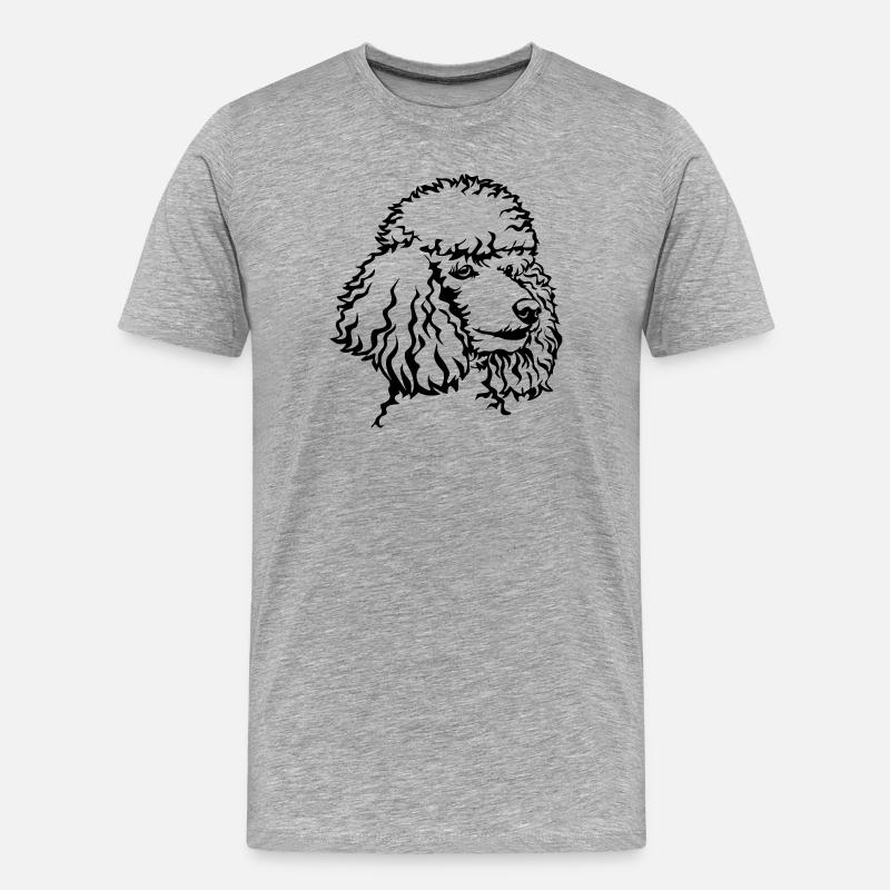 Pudel Kopf - Männer Premium Bio T-Shirt - Grau meliert