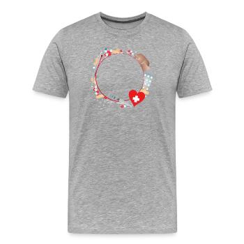 Kit de premiers secours ou pharmacie de voyage comme cadre - T-shirt bio Premium Homme - gris chiné - Devant - Damien (186cm)