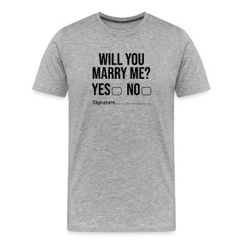 Veux-tu m'épouser? - T-shirt bio Premium Homme - gris chiné - Devant - Damien (186cm)