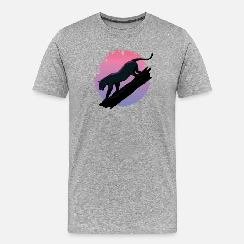 Schwarzer Tier-Panther aus dem Dschungel - Männer Premium Bio T-Shirt - Grau meliert
