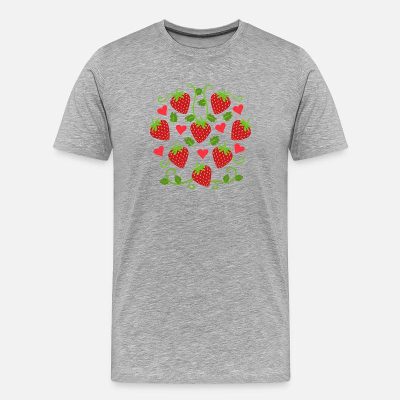 Erdbeeren Erdbeere Obst - Männer Premium Bio T-Shirt - Grau meliert