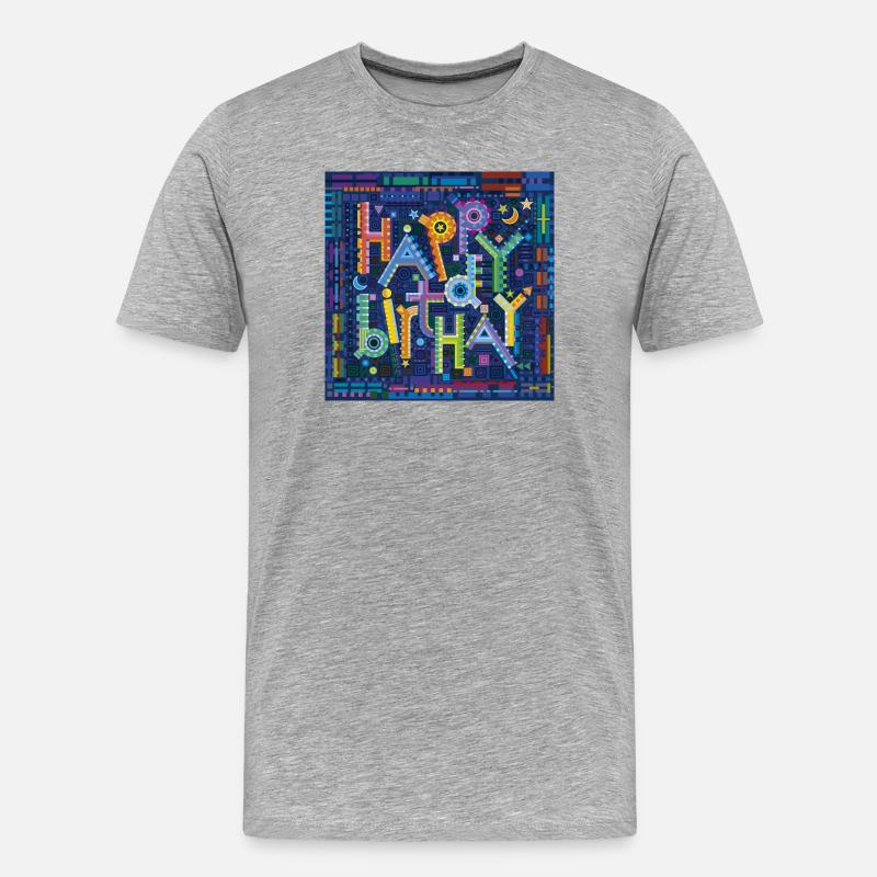 The Birthday Theme - Männer Premium Bio T-Shirt - Grau meliert