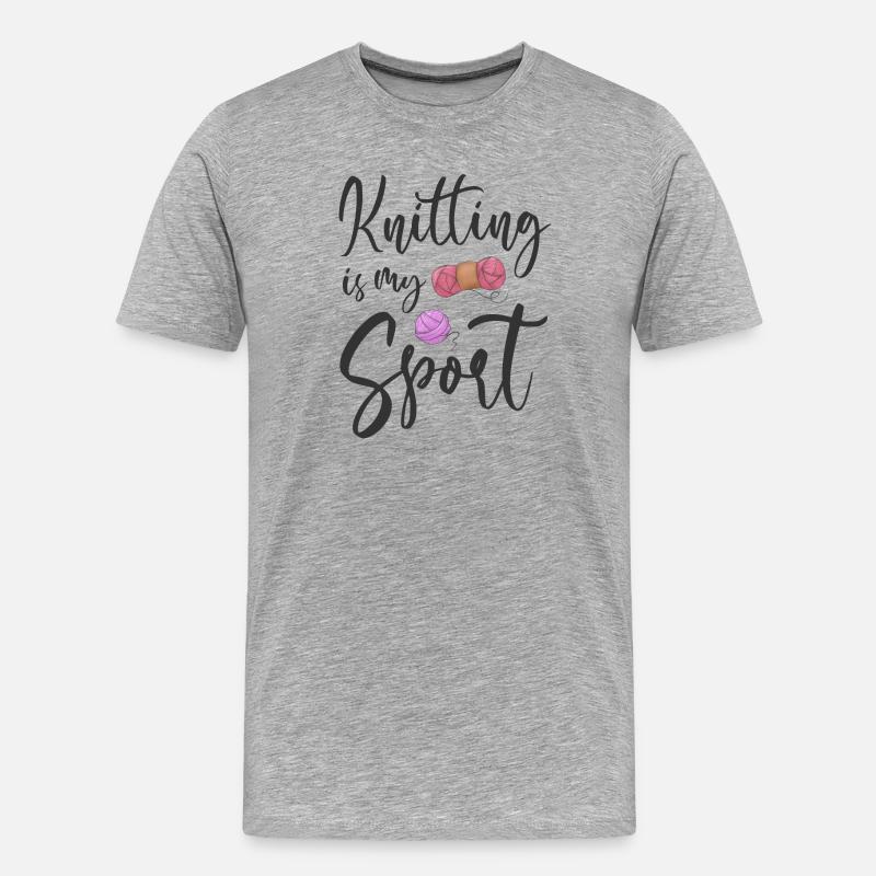 Stricken Strickerin - Männer Premium Bio T-Shirt - Grau meliert