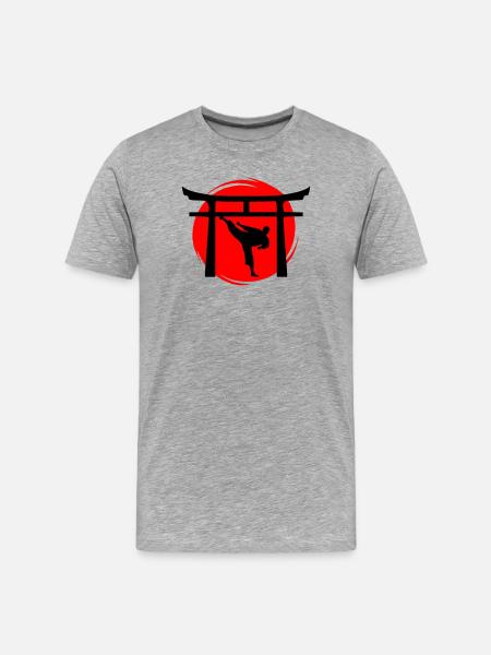 Yokogeri Torii - Männer Premium Bio T-Shirt - Grau meliert