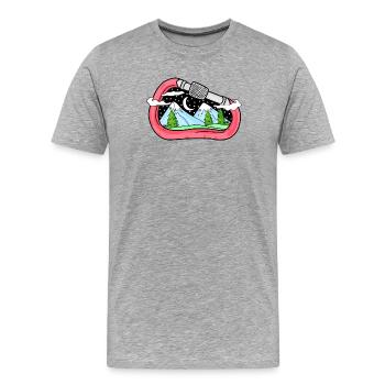 Karabiner Berg Berge Bergsteiger Geschenk - Männer Premium Bio T-Shirt - Grau meliert - Vorne - Damien (186cm)