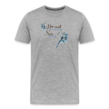 Motifs avec lilas et slogan positif - T-shirt bio Premium Homme - gris chiné - Devant - Damien (186cm)