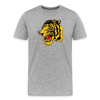 Tiger side view - Men's Premium Organic T-Shirt - heather grey - Front - Damien (186cm)