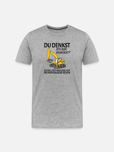 Baggerfahrer Bagger - Männer Premium Bio T-Shirt - Grau meliert