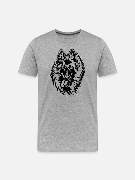 Tervuren Kopf - Männer Premium Bio T-Shirt - Grau meliert