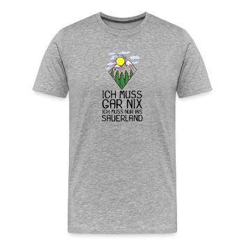 Sauerland - Männer Premium Bio T-Shirt - Grau meliert - Vorne - Damien (186cm)
