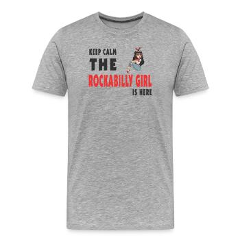 Keep Calm Rockabilly Girl - Men's Premium Organic T-Shirt - heather grey - Front - Damien (186cm)