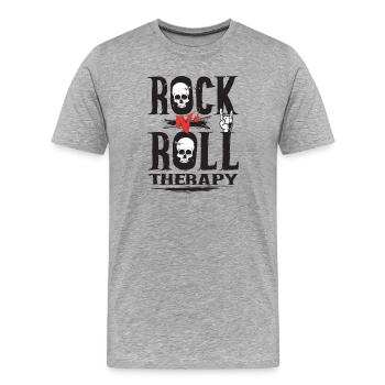 Rock n Roll therapy - T-shirt bio Premium Homme - gris chiné - Devant - Damien (186cm)