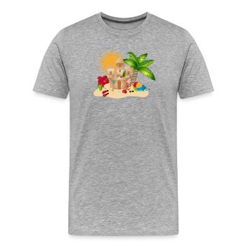 A sand castle on the beach awakens holiday feelings - Men's Premium Organic T-Shirt - heather grey - Front - Damien (186cm)