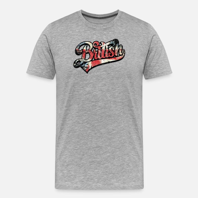 British Pride Distressed Script Tee - Männer Premium Bio T-Shirt - Grau meliert