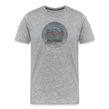 Bateau à conteneurs - T-shirt bio Premium Homme - gris chiné - Devant - Damien (186cm)