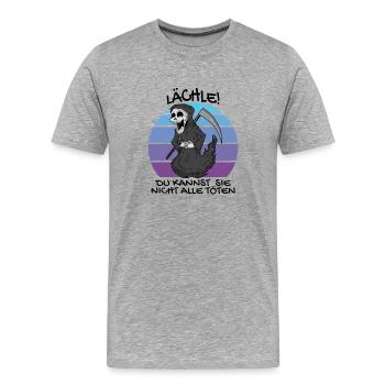Sarkastisch provozierend Provokation - Männer Premium Bio T-Shirt - Grau meliert - Vorne - Damien (186cm)
