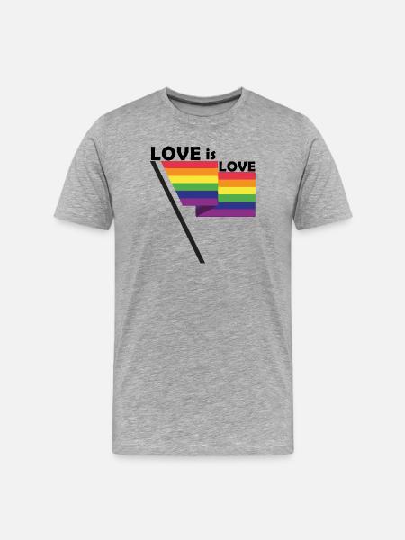love is love flag - Männer Premium Bio T-Shirt - Grau meliert