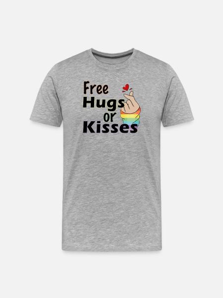 csd, free hugs, kisses, lgbt - Männer Premium Bio T-Shirt - Grau meliert