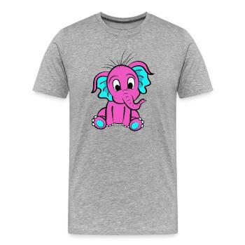 Rosa Elefant - Männer Premium Bio T-Shirt - Grau meliert - Vorne - Damien (186cm)
