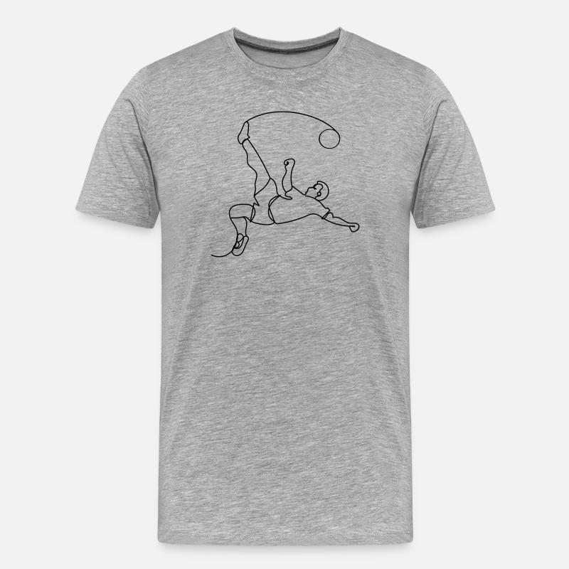Fußball One Line Art - Männer Premium Bio T-Shirt - Grau meliert