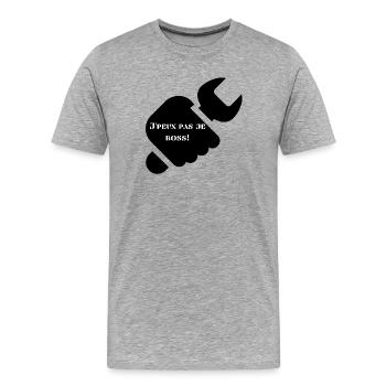 J’peux pas je travaille  - T-shirt bio Premium Homme - gris chiné - Devant - Damien (186cm)
