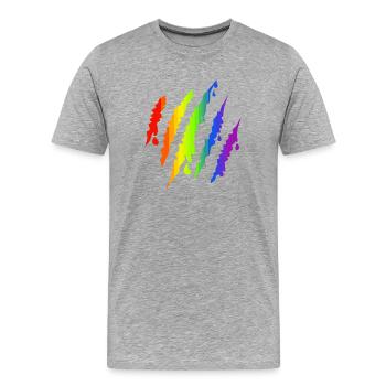 Pride LGBTQ Rainbow Scratch Mark - T-shirt bio Premium Homme - gris chiné - Devant - Damien (186cm)