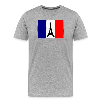 FUSSBALL. SPORT. FRANKREICH. CHAMPION. BLAU WEISS ROT - Männer Premium Bio T-Shirt - Grau meliert - Vorne - Damien (186cm)