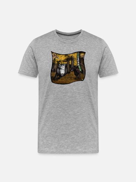 Drückjagd - Männer Premium Bio T-Shirt - Grau meliert