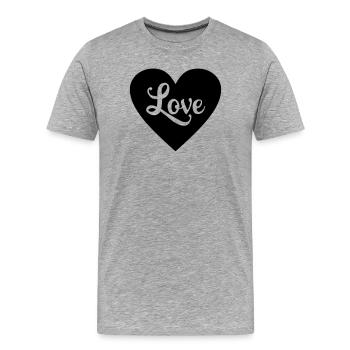 Cœur d’amour - T-shirt bio Premium Homme - gris chiné - Devant - Damien (186cm)