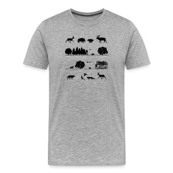 Habitants de la forêt - T-shirt bio Premium Homme - gris chiné - Devant - Damien (186cm)